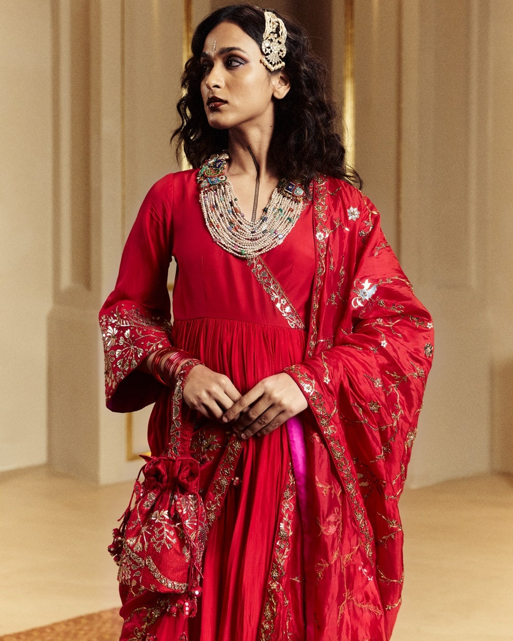 Surkh Laal Anarkali Gharara Set