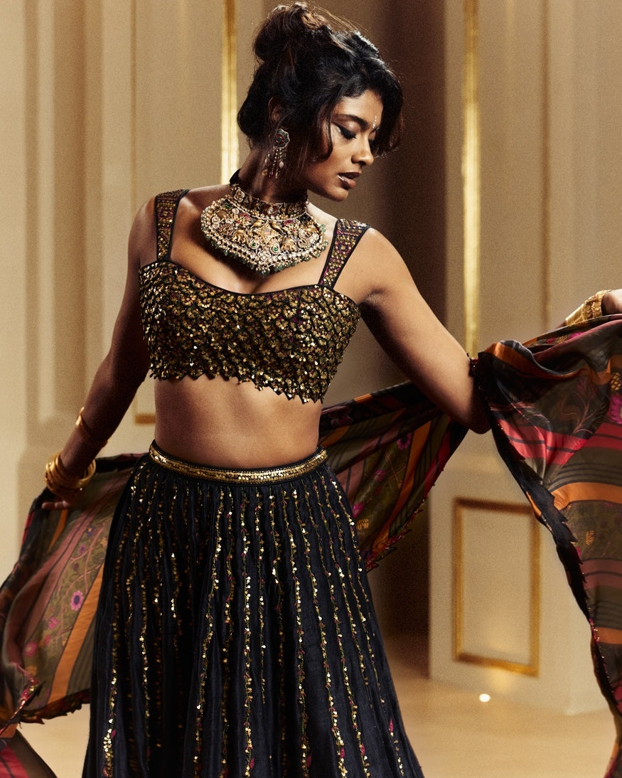 Black Amer Lehenga Set