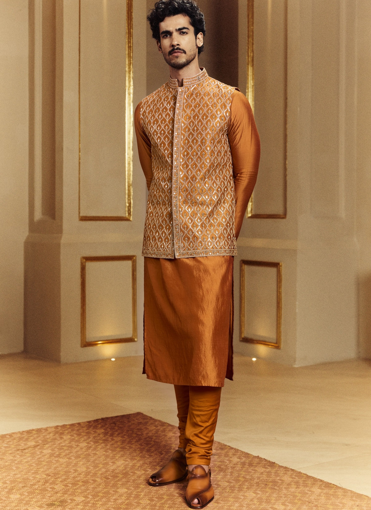 Printed Sarso Embroidered Classic Kurta Set