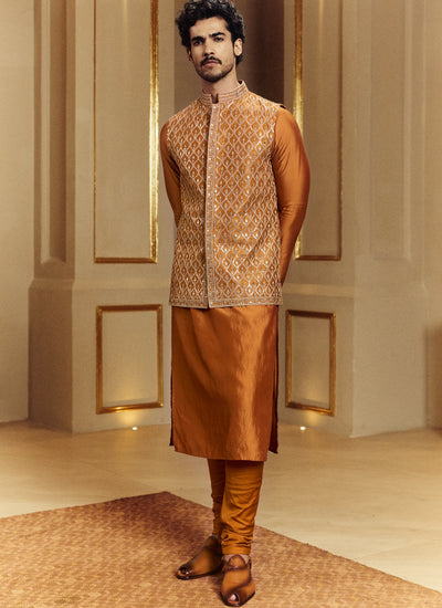 Printed Sarso Embroidered Classic Kurta Set