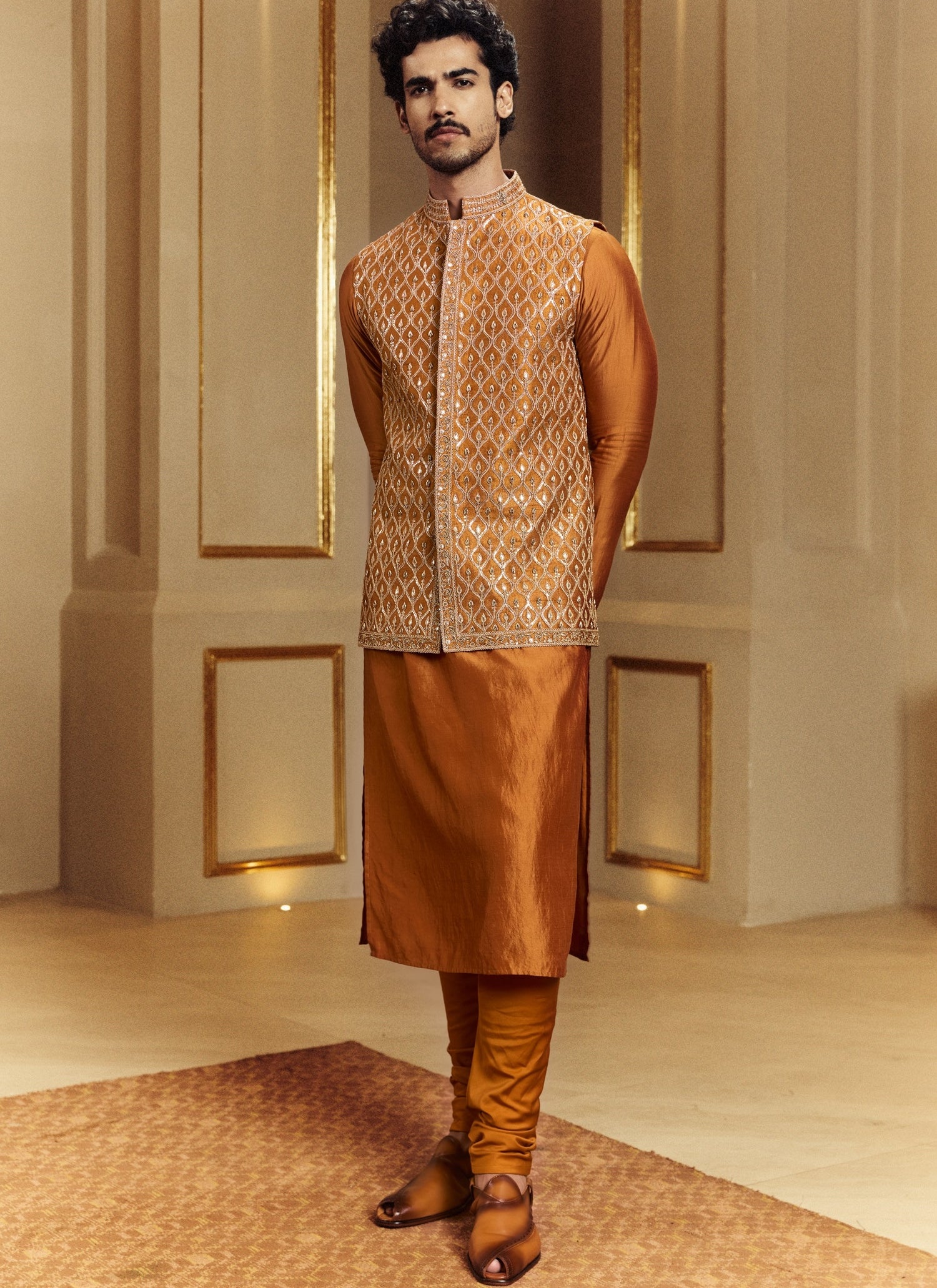 Printed Sarso Embroidered Classic Kurta Set