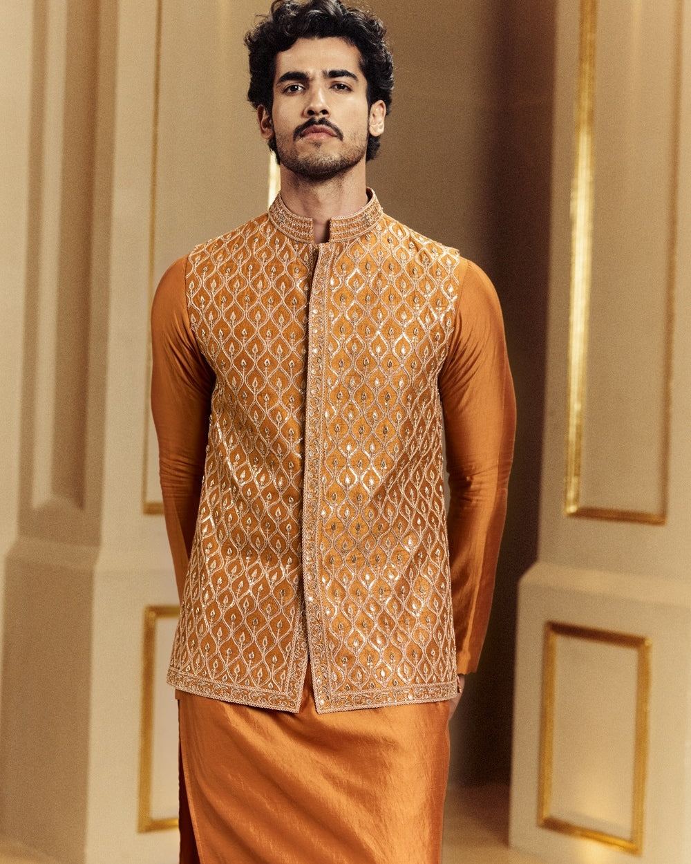 Printed Sarso Embroidered Classic Kurta Set