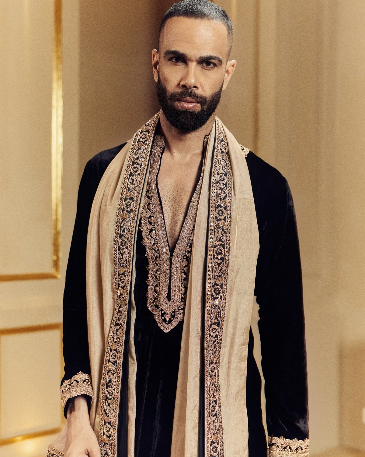 Black Velvet Amer Kurta Set