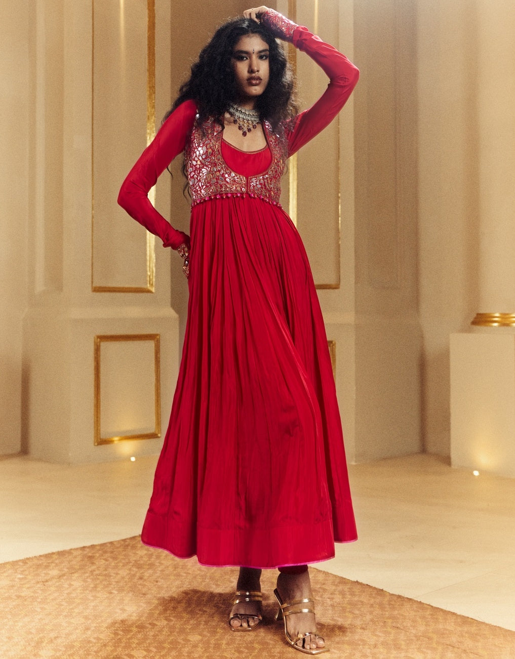 Surkh Laal Anarkali Koti Set