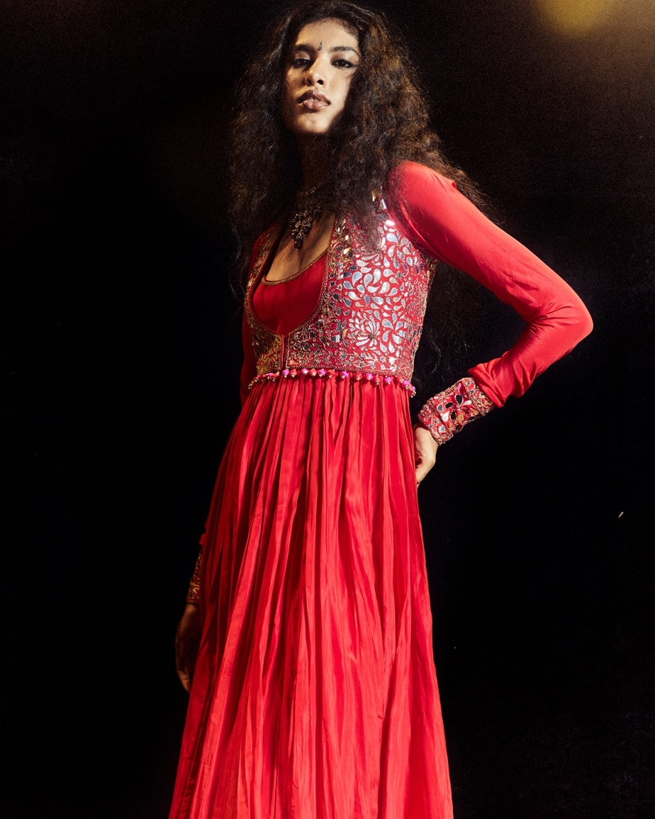 Surkh Laal Anarkali Koti Set