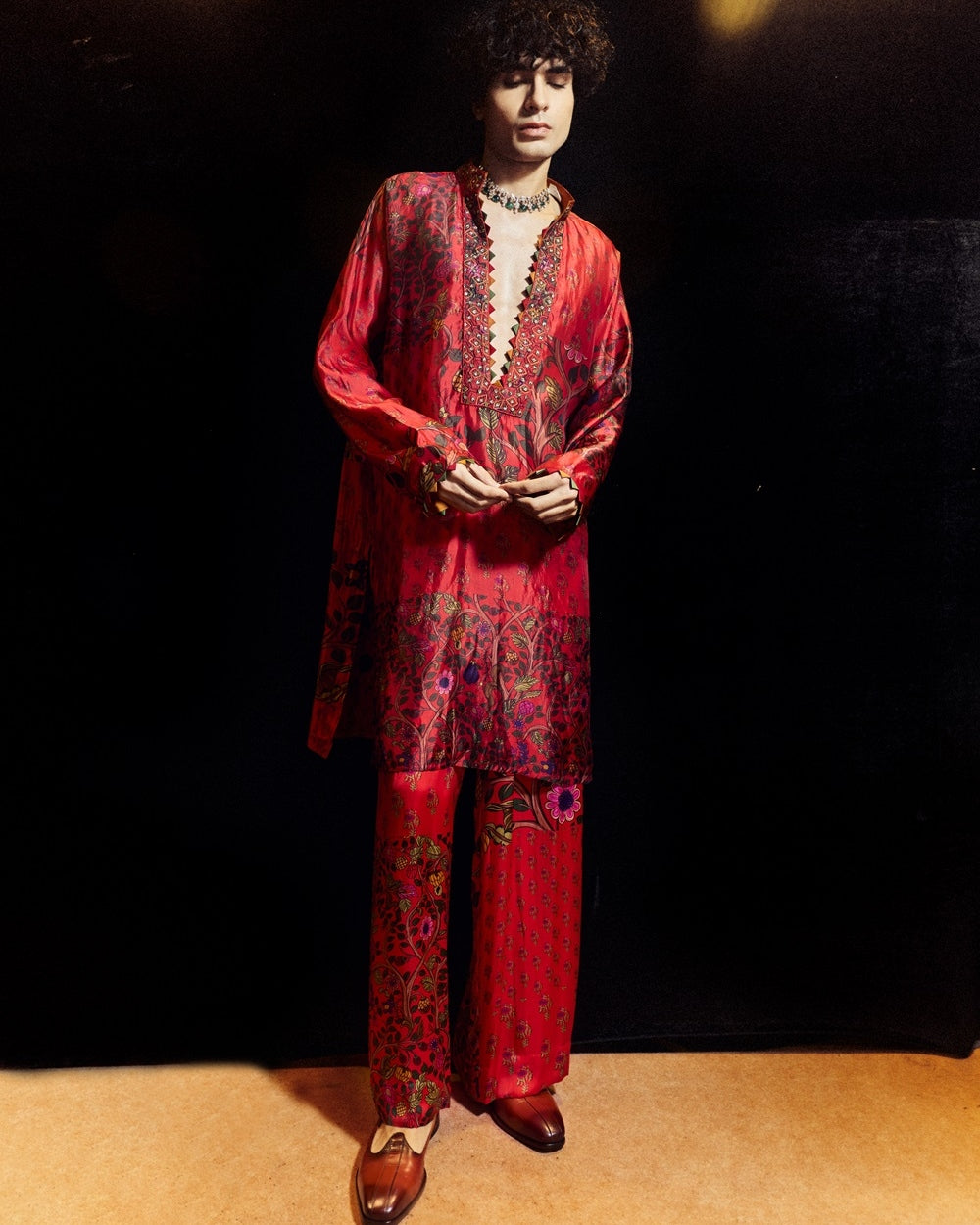 Amer Printed Surkh Laal Free Style Kurta Set