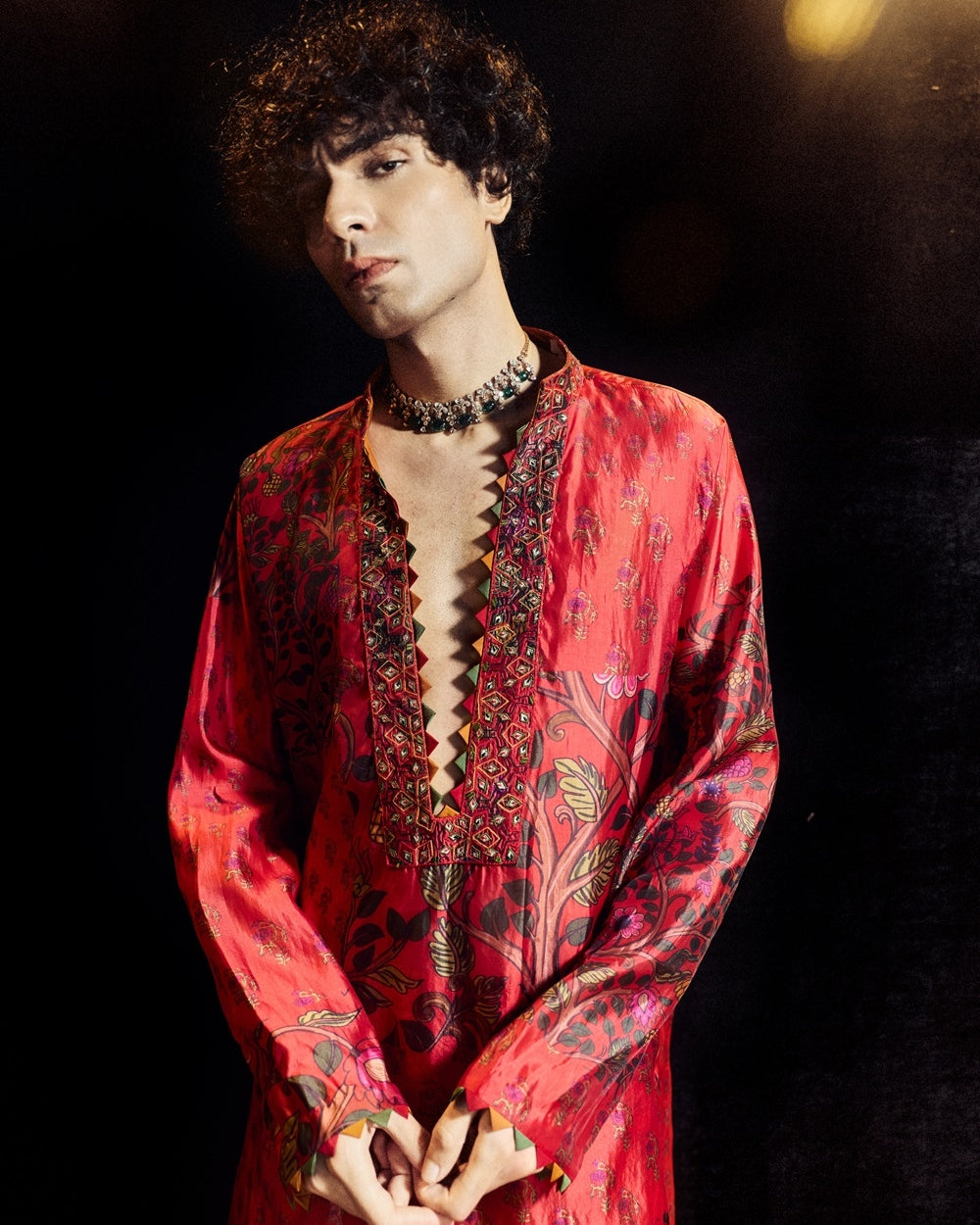 Amer Printed Surkh Laal Free Style Kurta Set