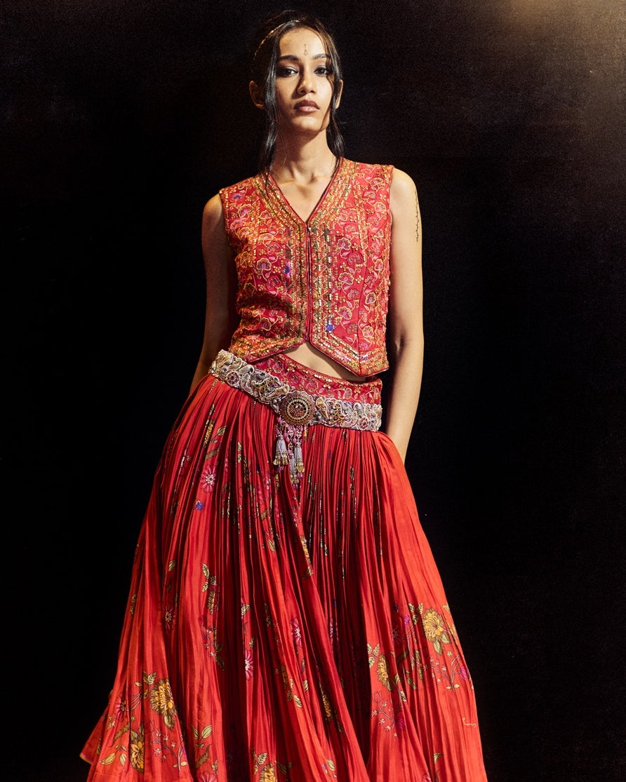 Surkh Laal Amer Skirt Set