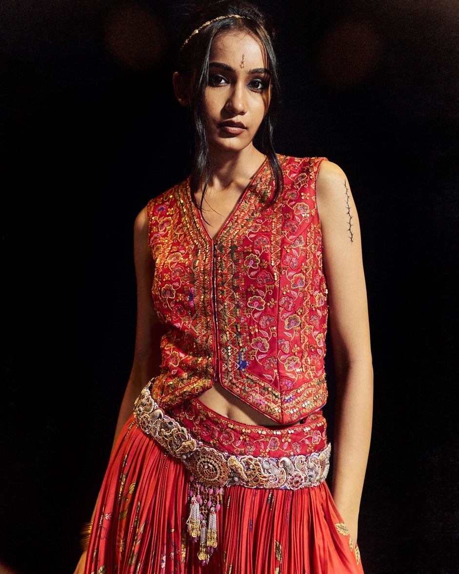 Surkh Laal Amer Skirt Set