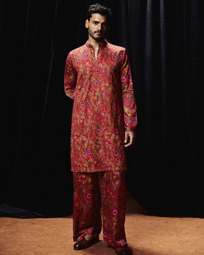 Amer Printed Surkh Laal Heavy Kurta Set