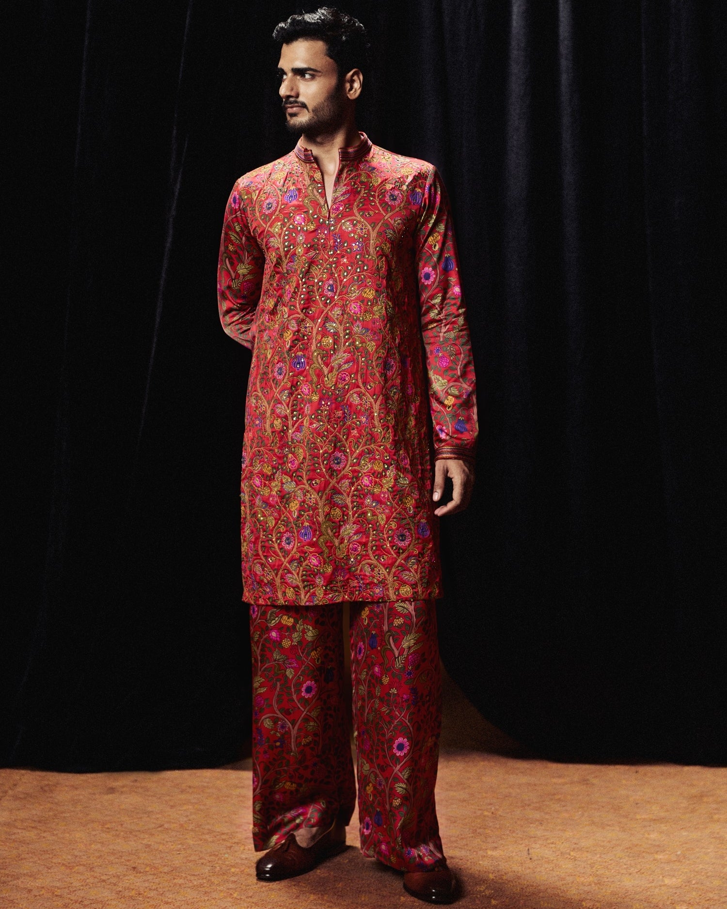 Amer Printed Surkh Laal Heavy Kurta Set