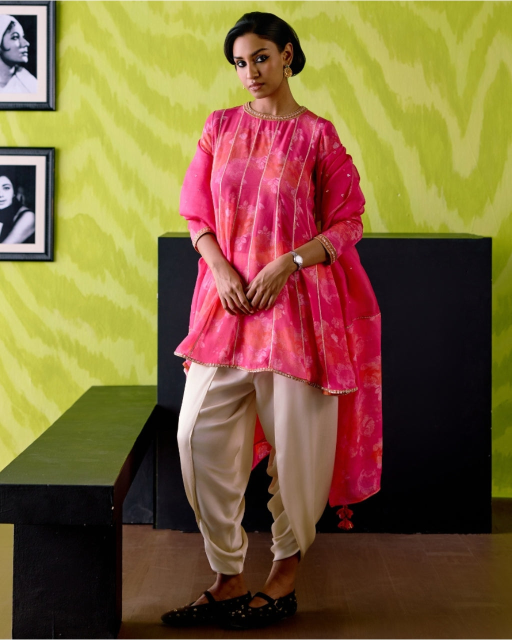 Fuchsia Pink Short Anarkali Set