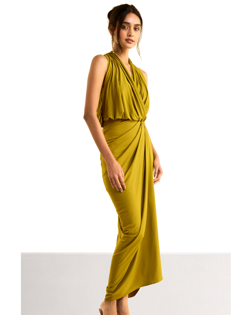 Halter Neck Front Overlap Knit Dress