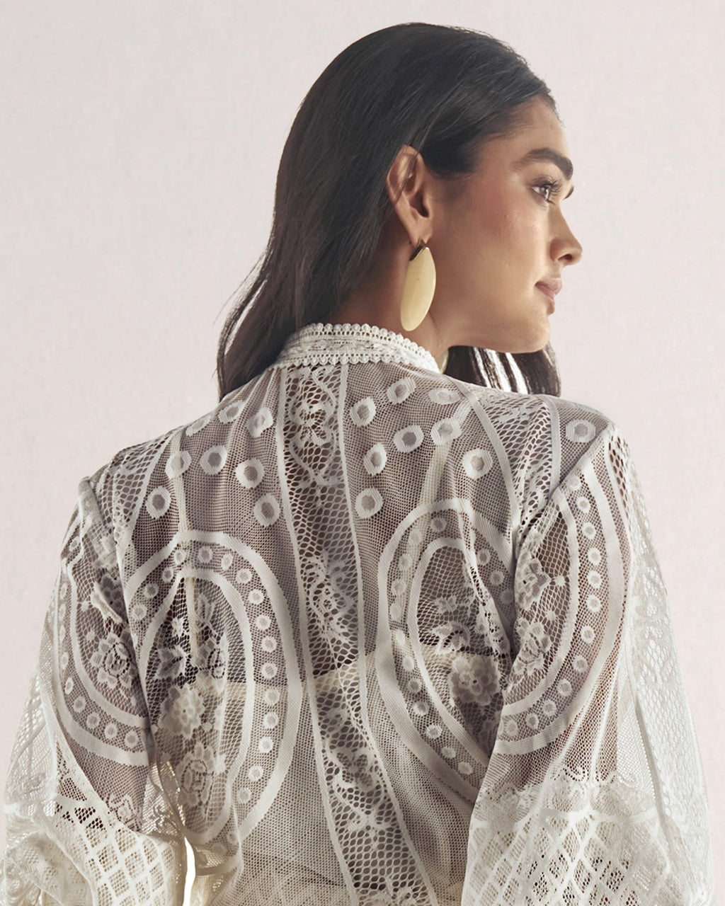 Lace & Ruffle Shirt & A-Line Lace Skirt