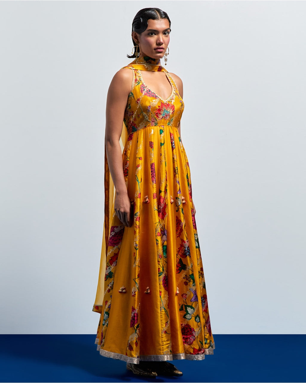 Mustard Yellow Anarkali Set