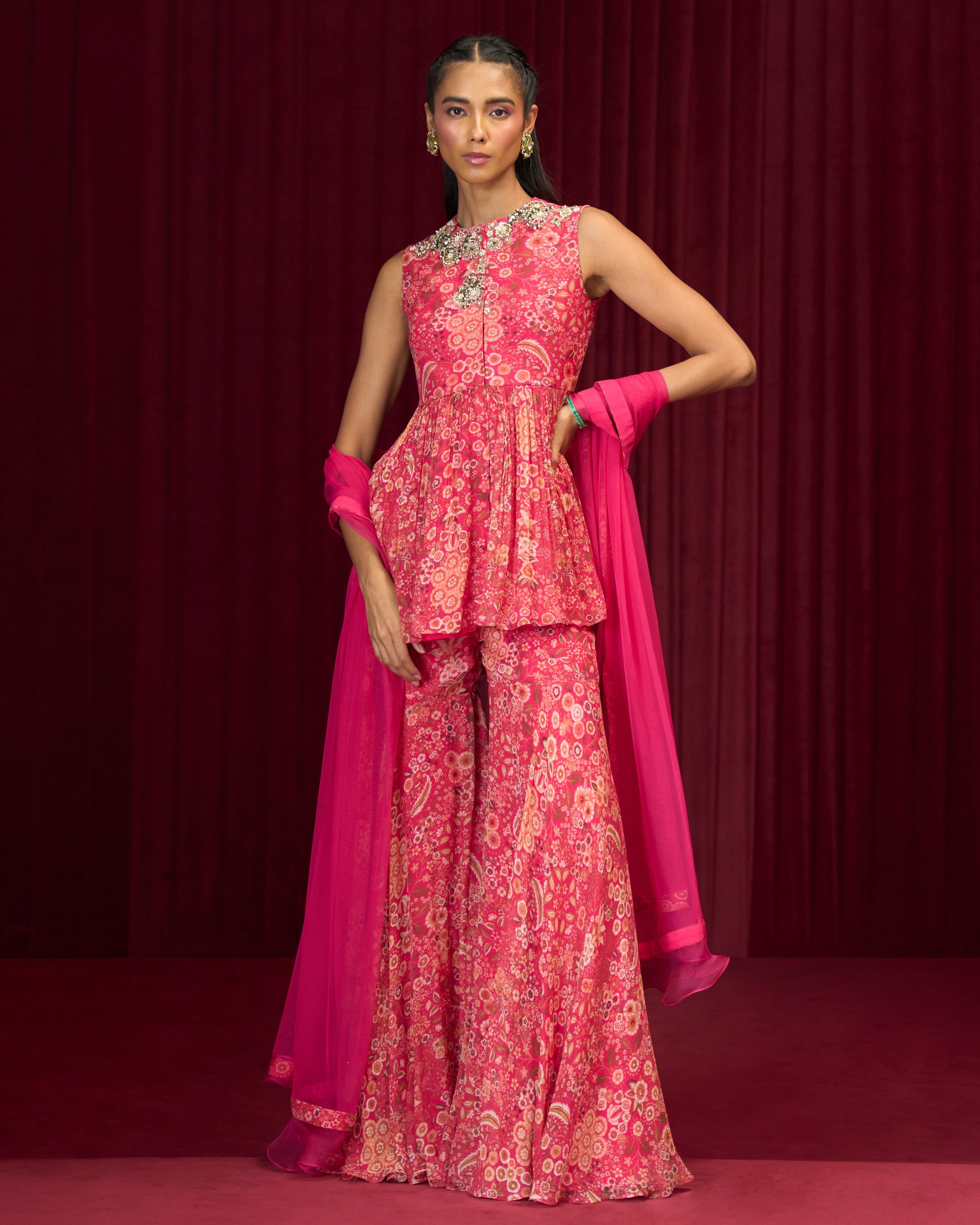 Rhapsody Peplum Gharara Set