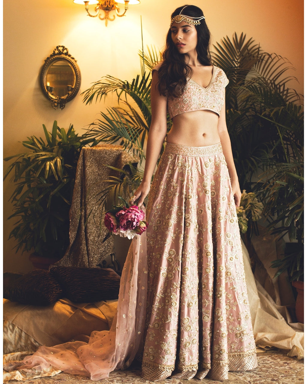 Badla Resham Jaal Lehenga