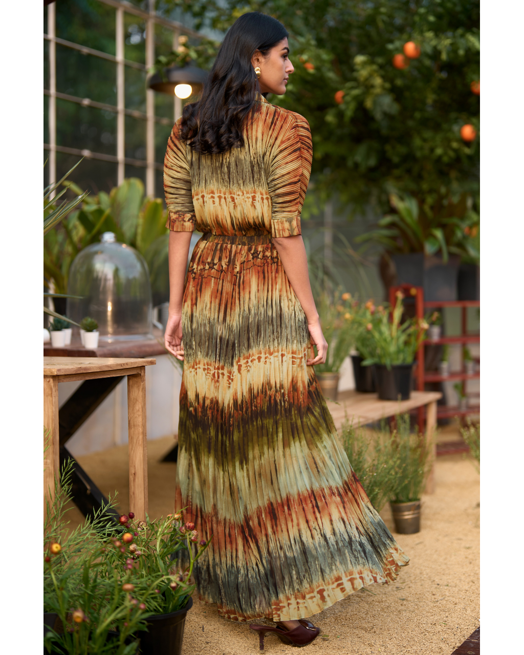 Pleated Tie Dye Shirt & Skirt Set
