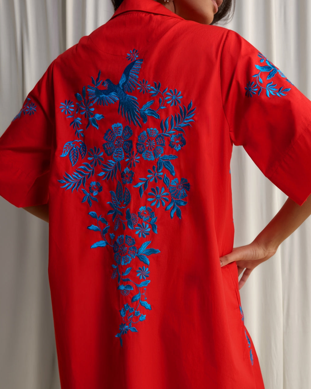 Placement Embroidered Shirt Dress
