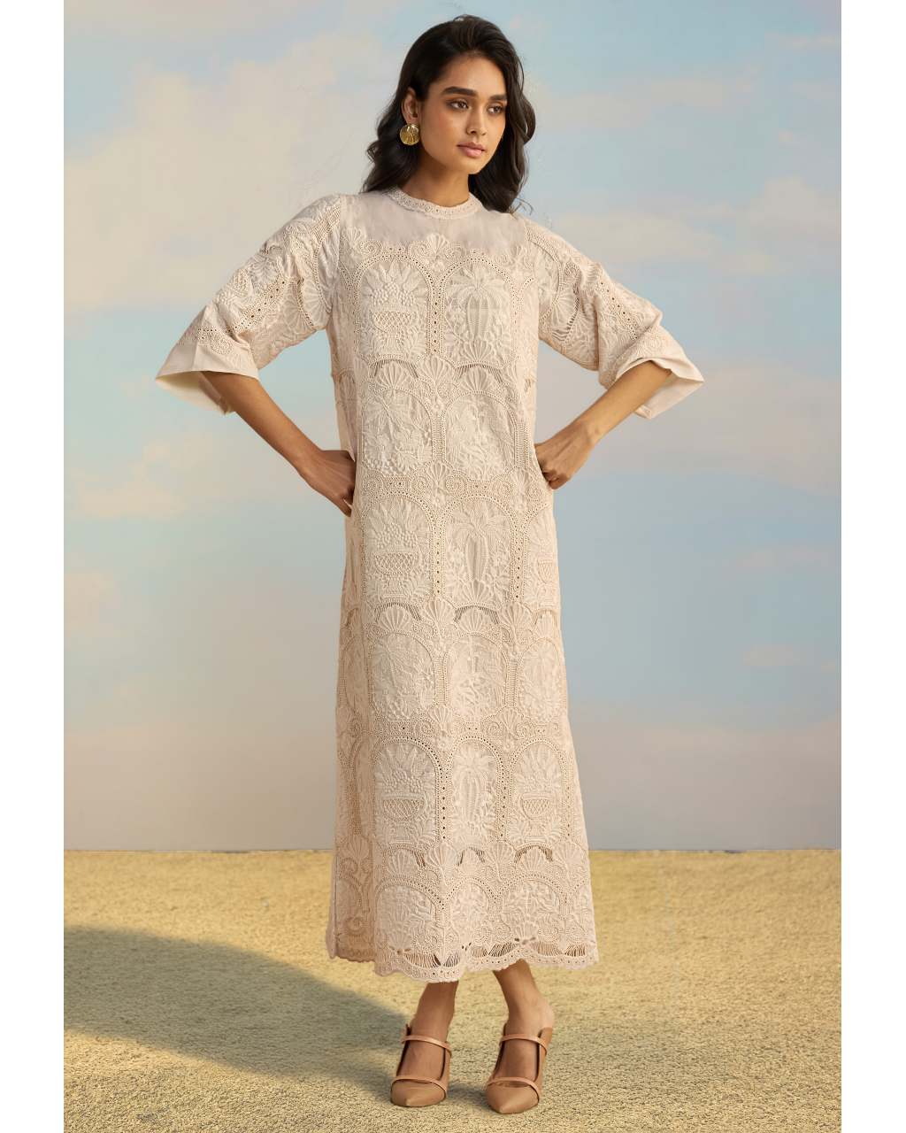 Cutwork Embroidered Scalloped Maxi