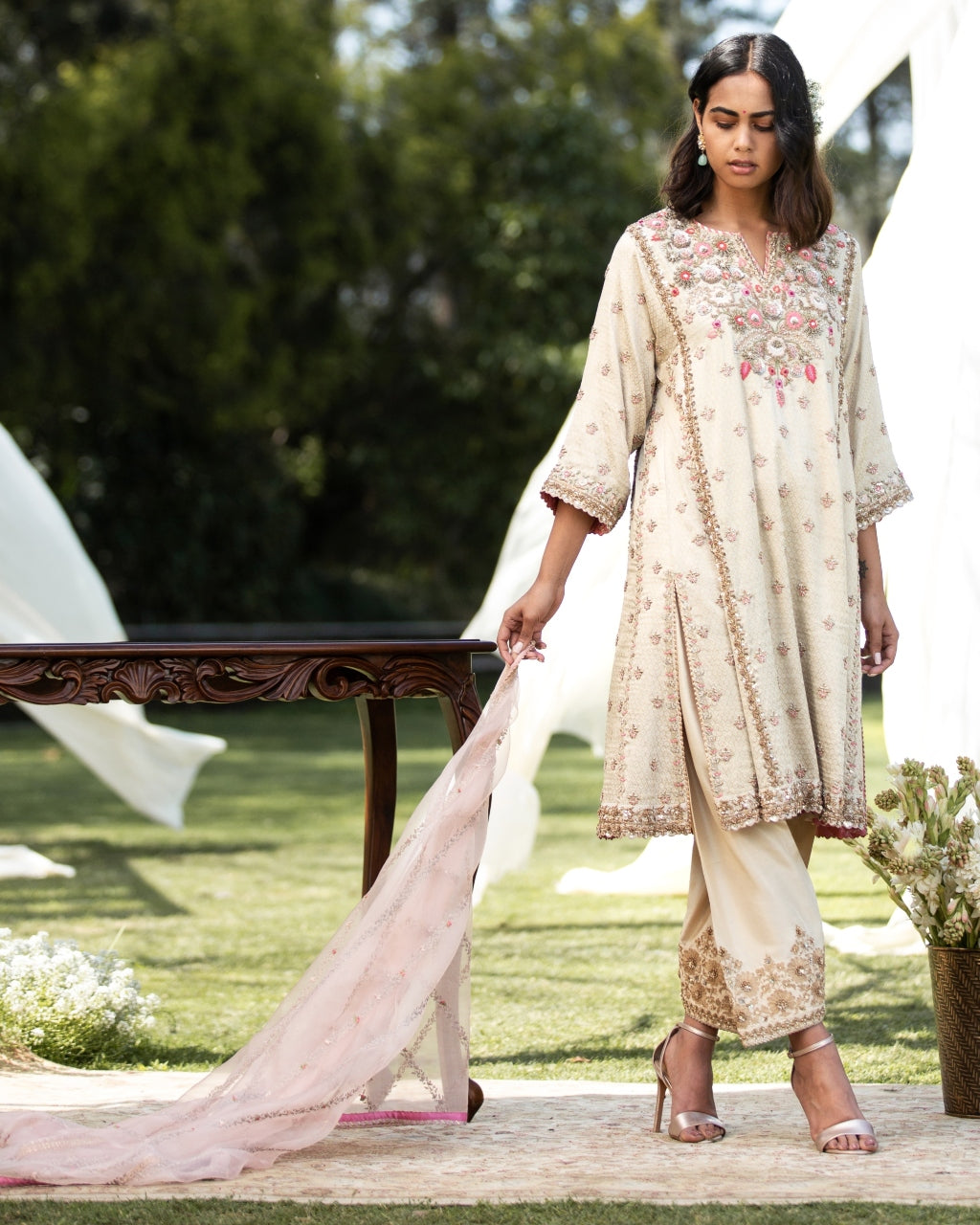 Multi Embroidery Banarasi Kurta