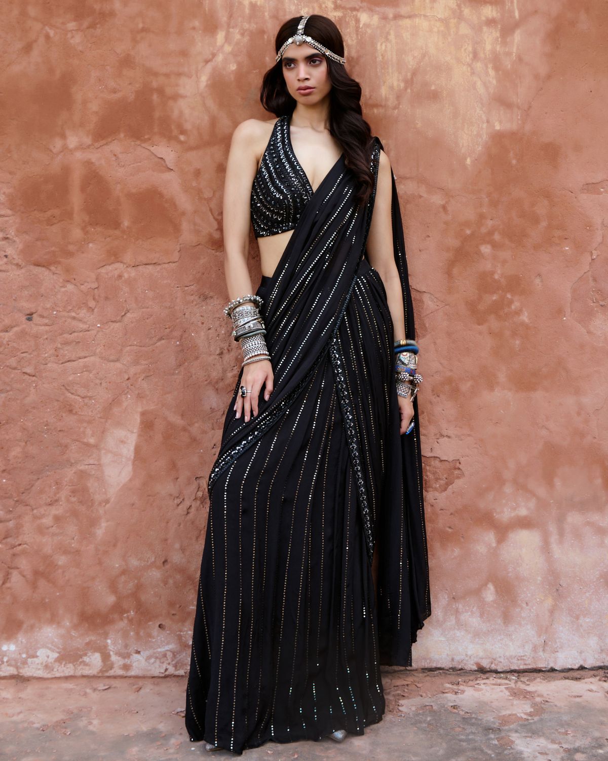 Black Sari Gown | Chamee & Palak