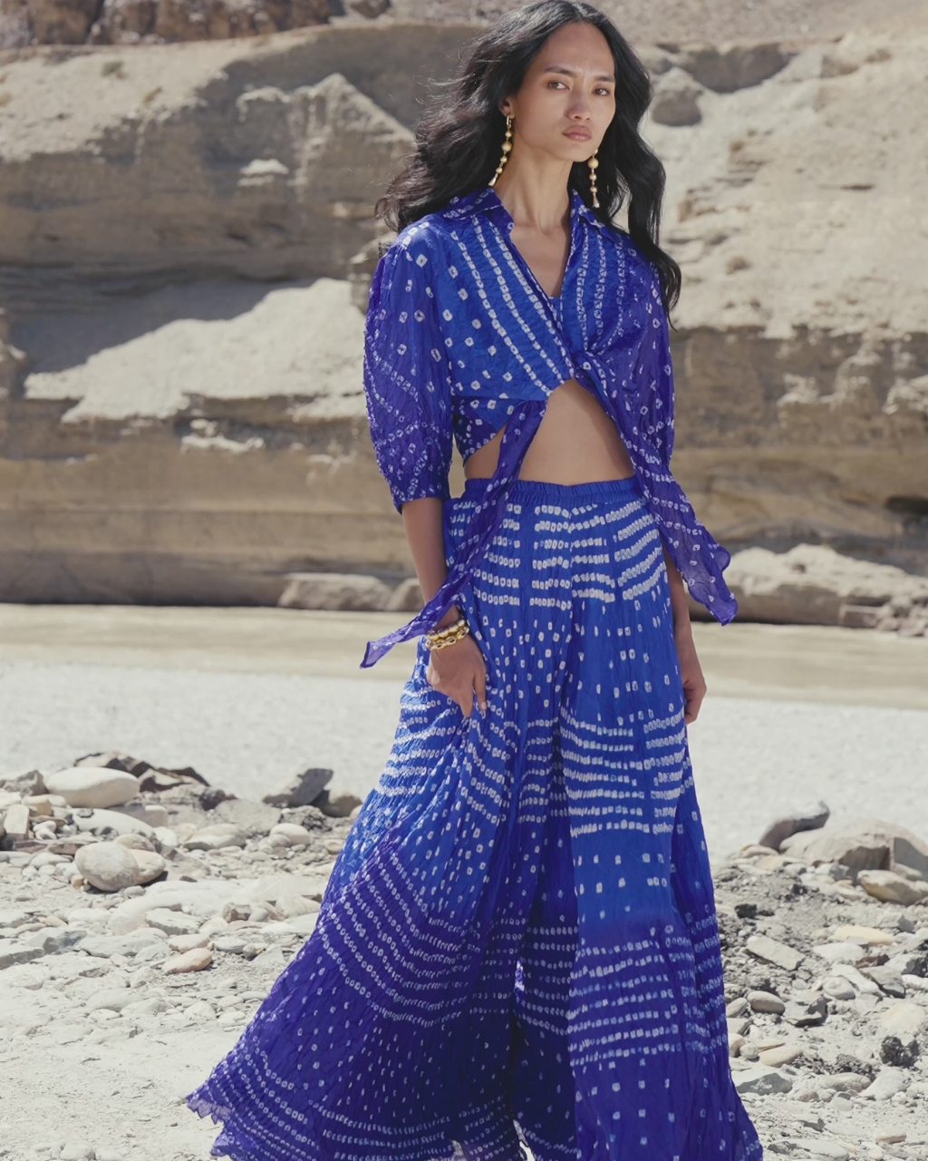 Bandhani Top & Flared Pants Set