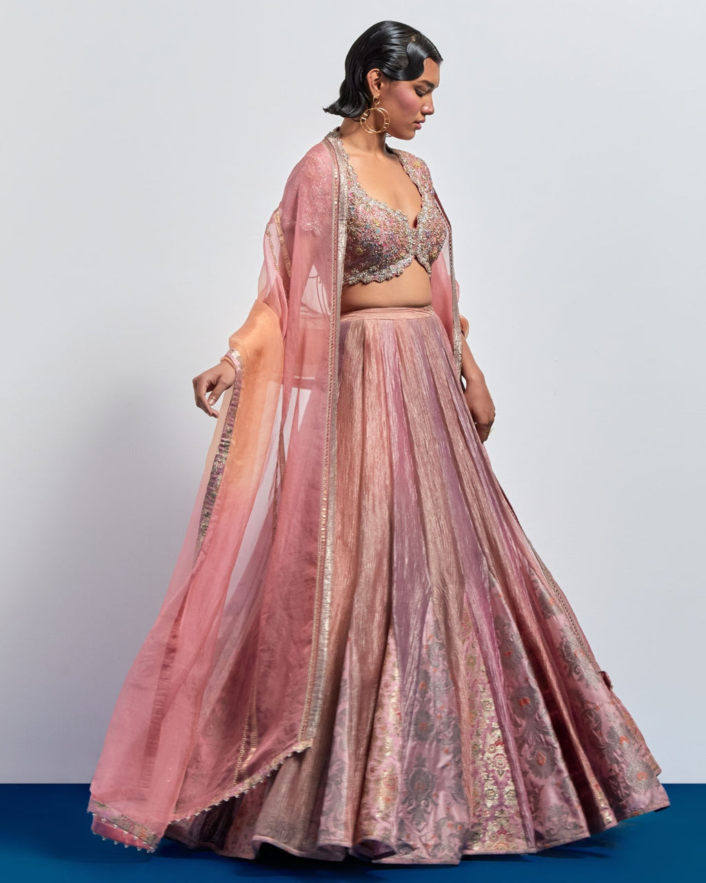 Rose Pink Lehenga Choli Dupatta Set
