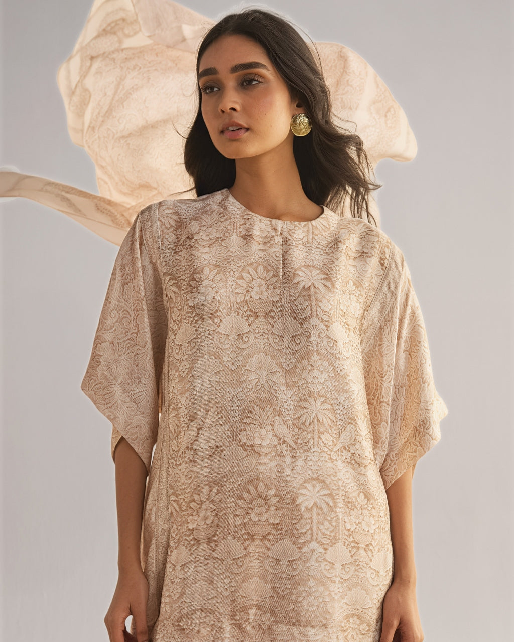 Lace Printed Wide-Legged Pant Set