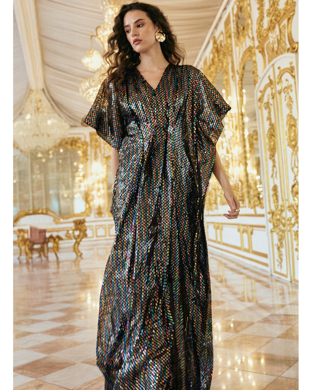 Multicolour Sequin Kaftan