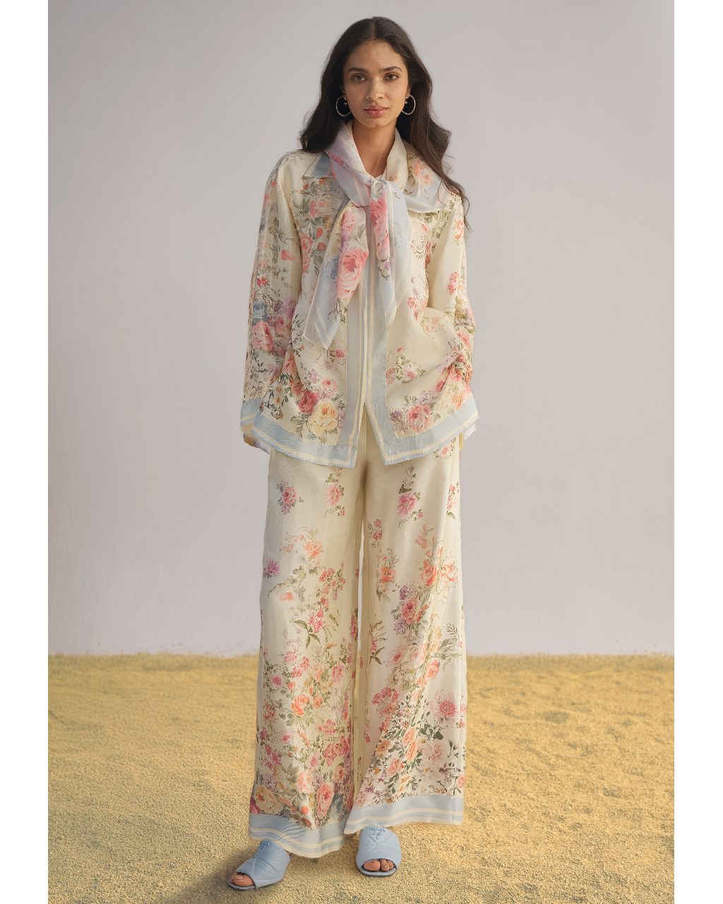 Pastel Floral Printed Pant Set