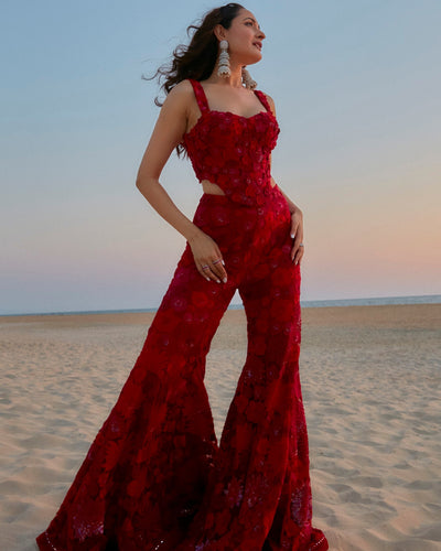 Red Amaya Pants Set