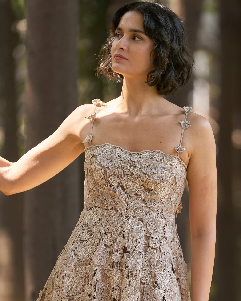 Floral Applique Lace Midi