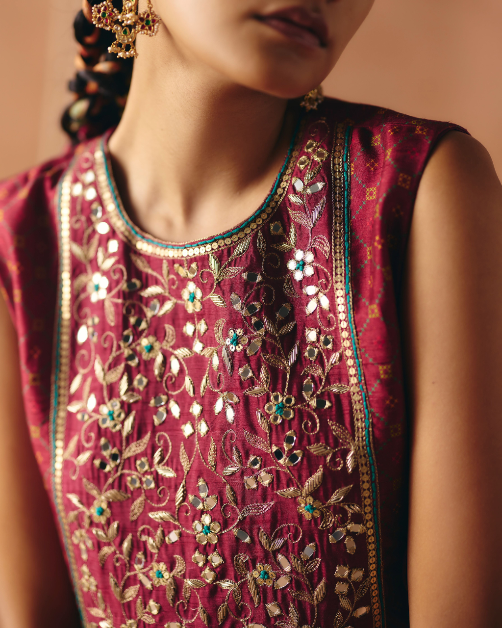 Berry Plum Cropped Skirt Set