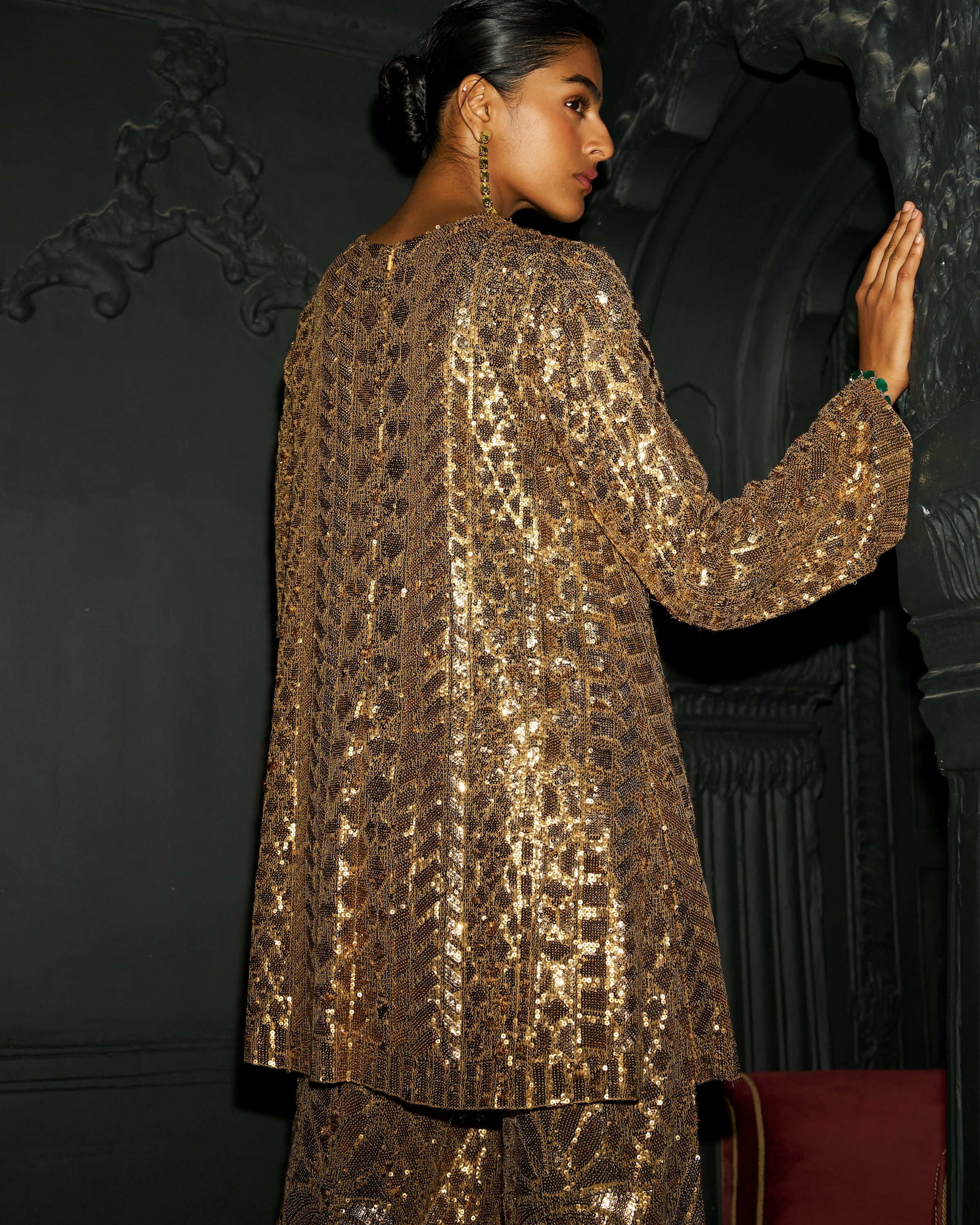 Gold Sequin Embroidered Set