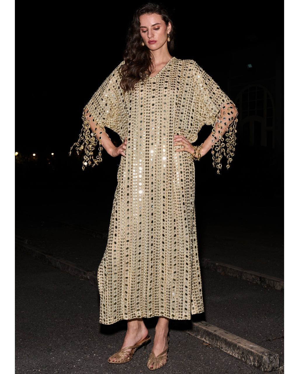 Mirror Embroidered Kaftan Dress