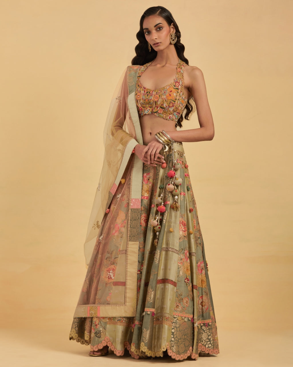 Green Silk Lehenga Set