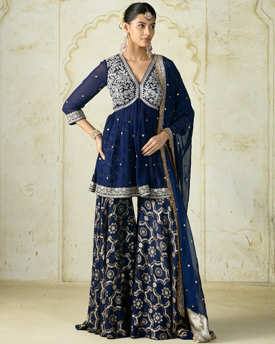 Navy Rida Sharara Set