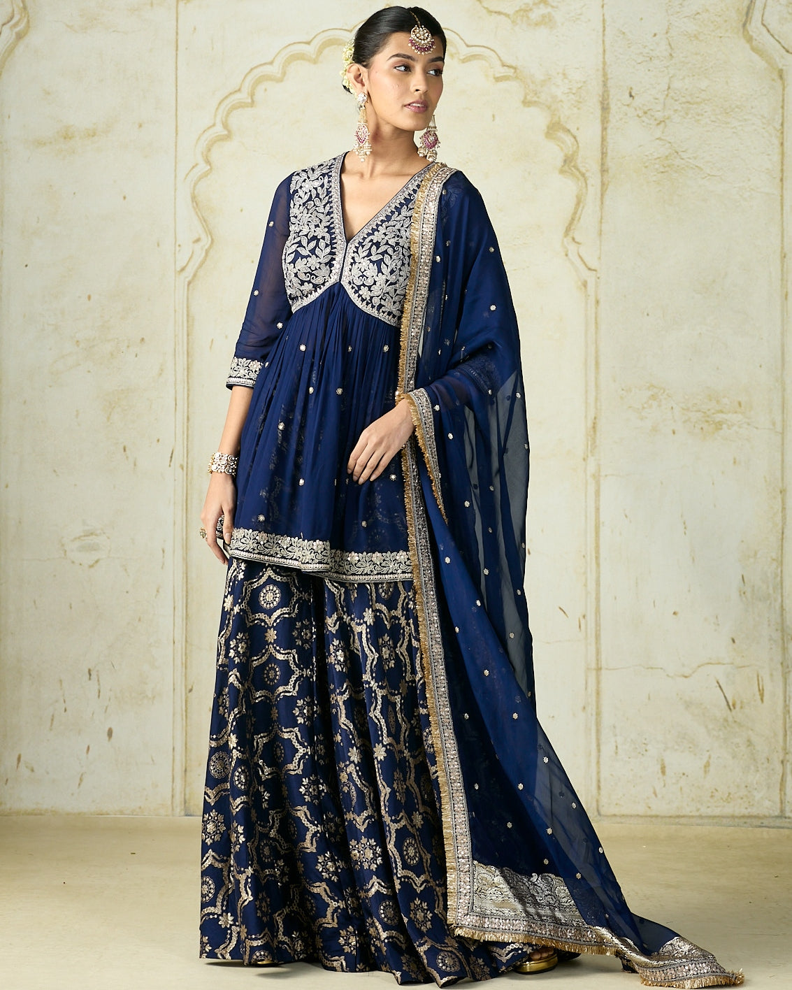 Navy Rida Sharara Set