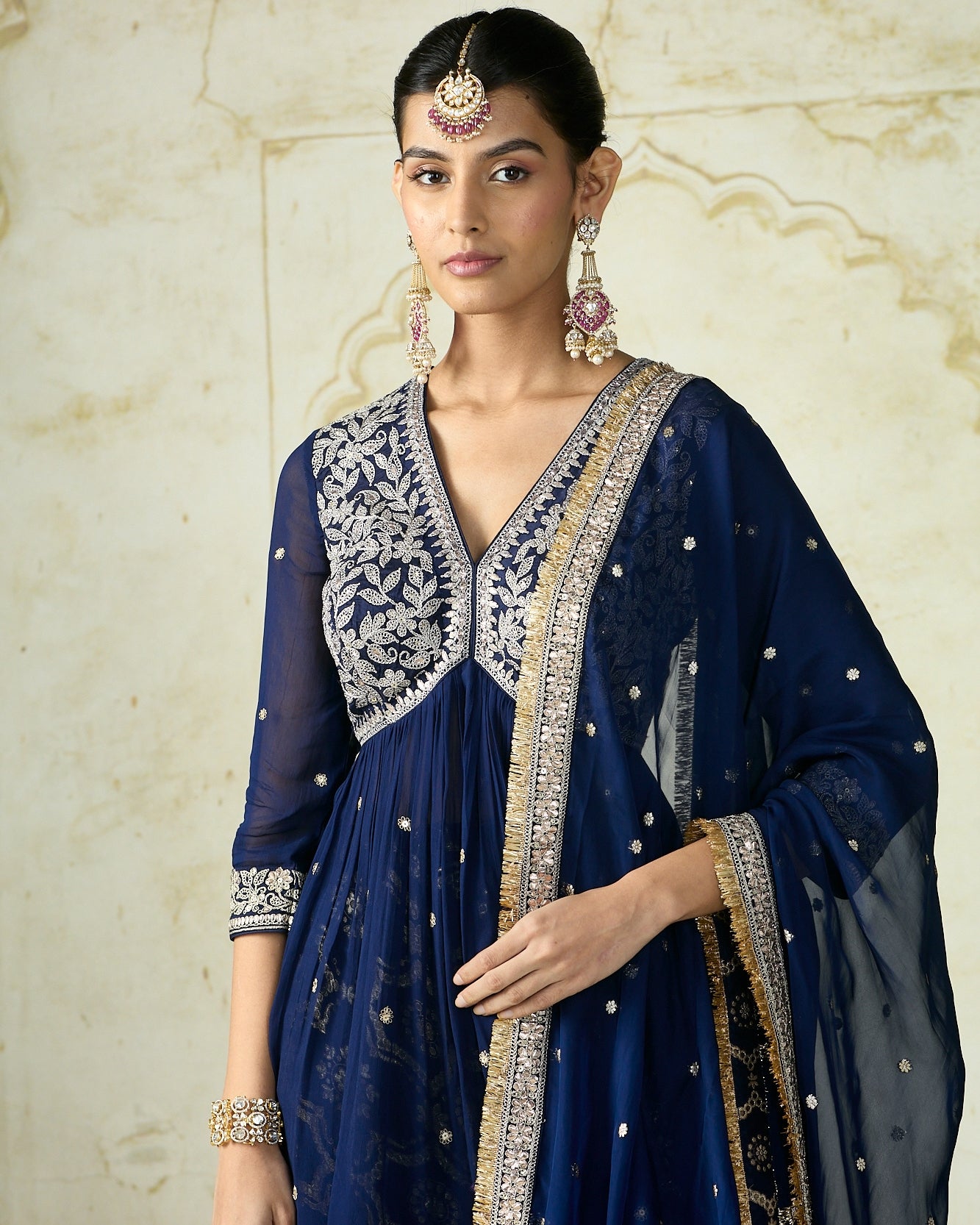 Navy Rida Sharara Set