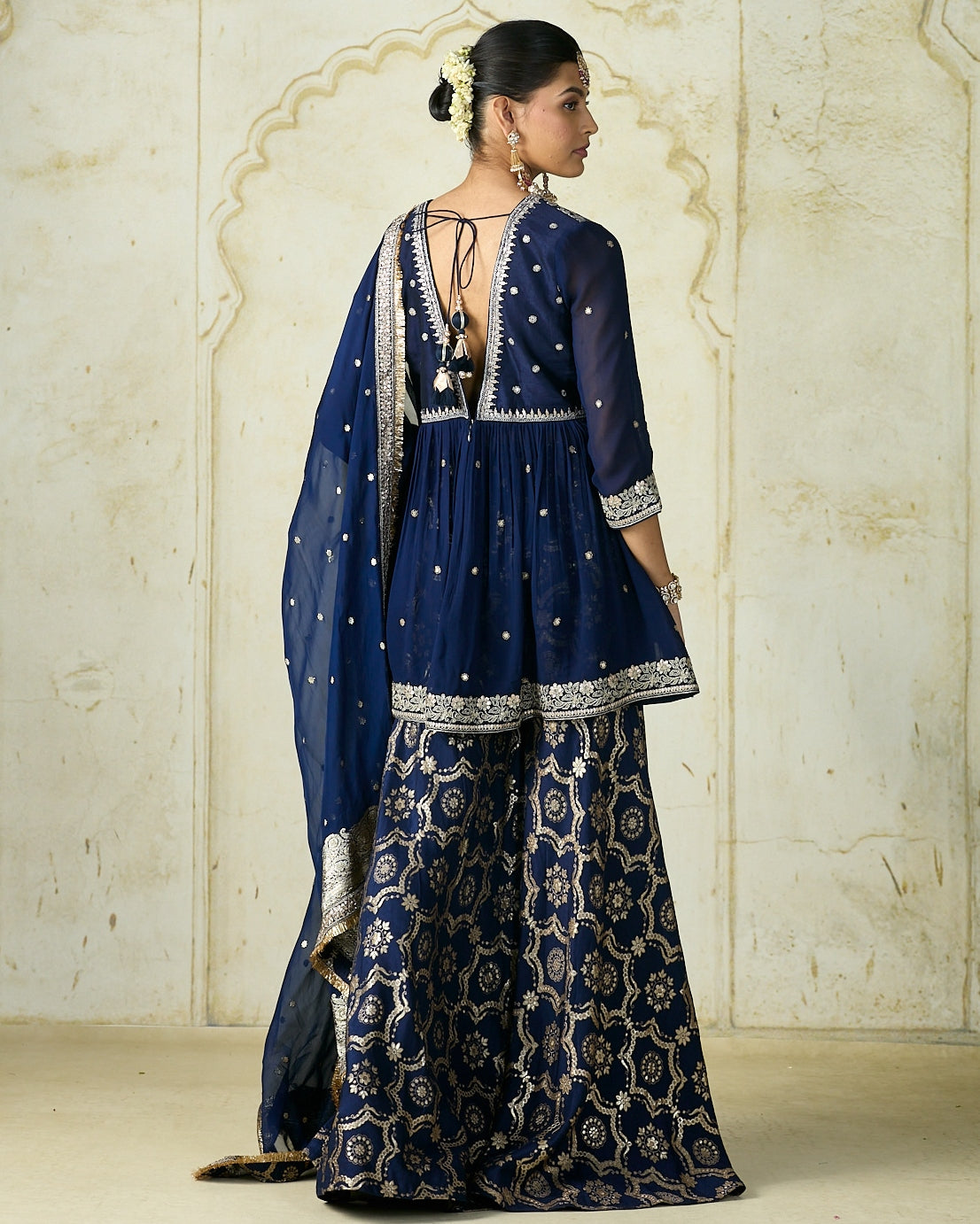 Navy Rida Sharara Set