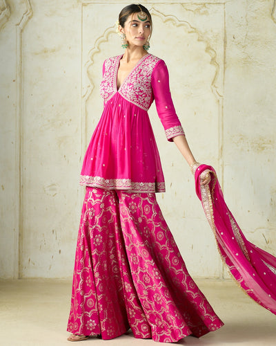 Rani Pink Rida Sharara Set