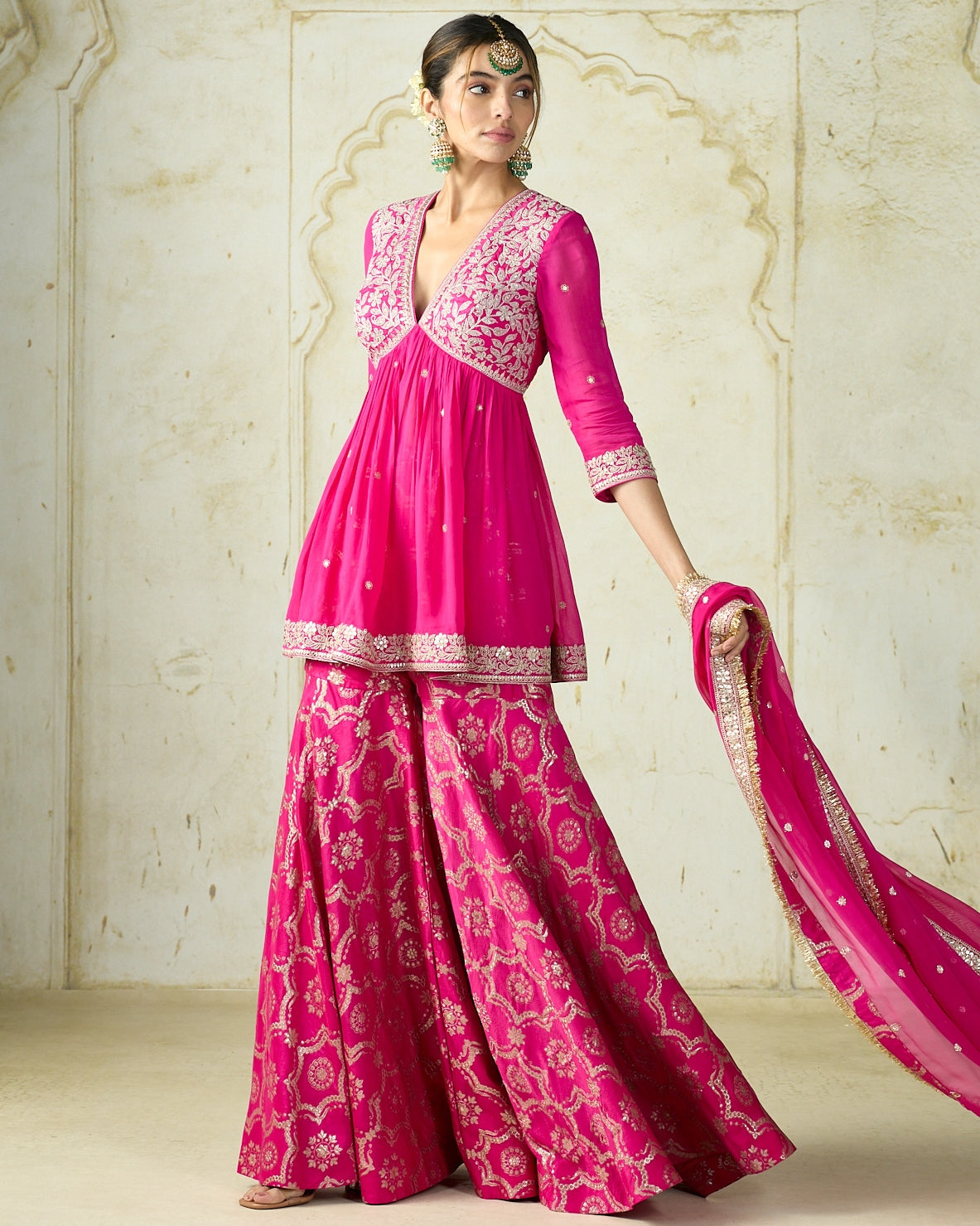 Rani Pink Rida Sharara Set