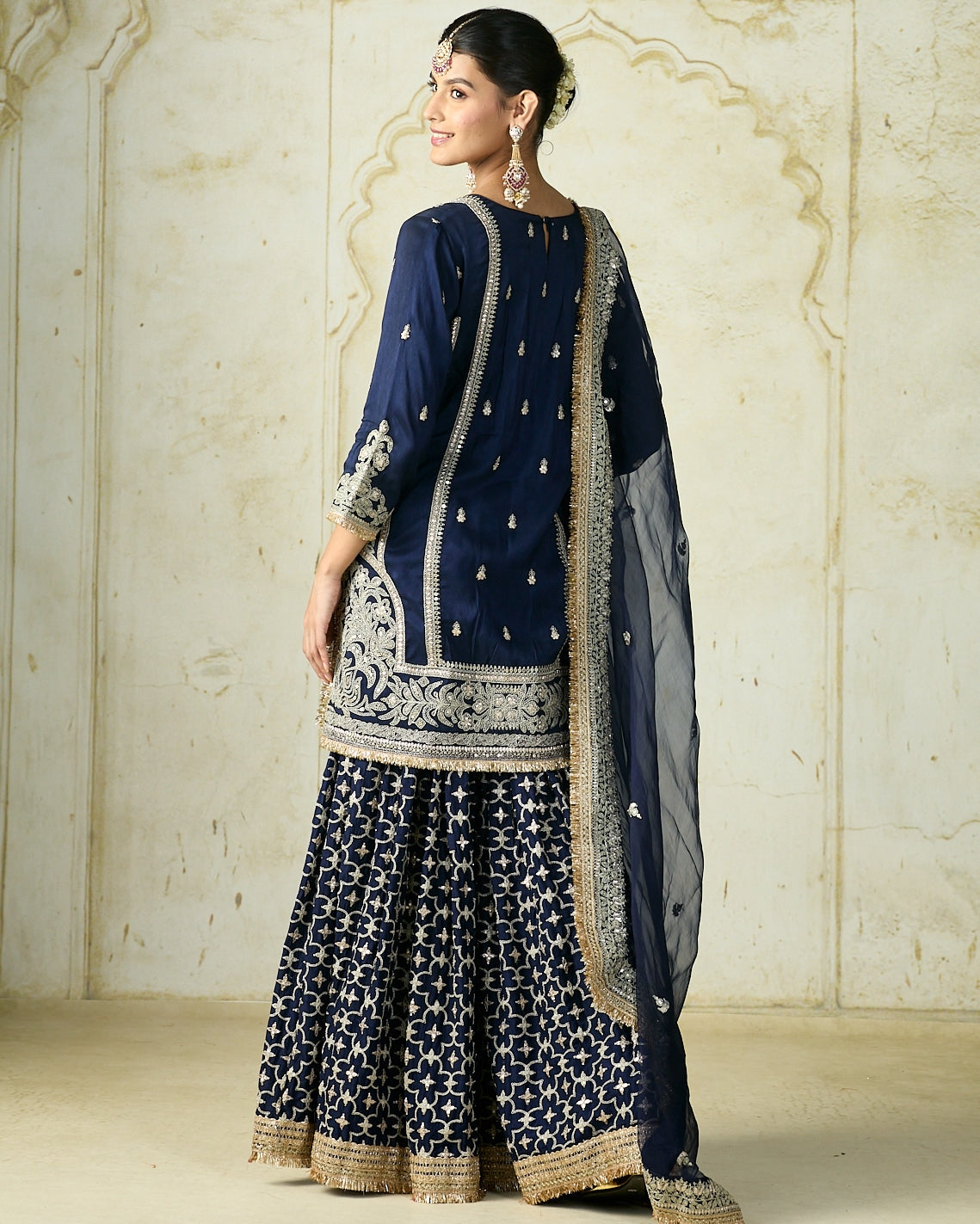 Navy Mumtaz Sharara Set