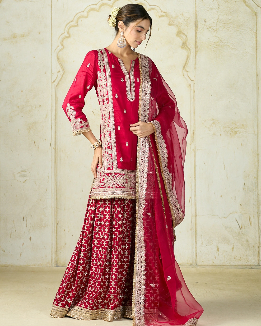 Red Mumtaz Sharara Set