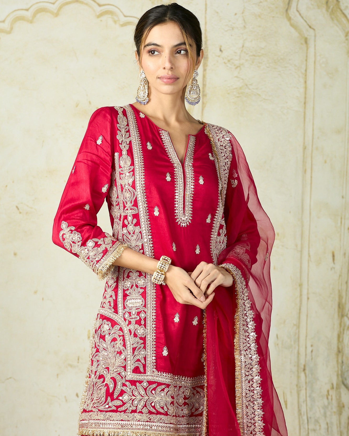 Red Mumtaz Sharara Set