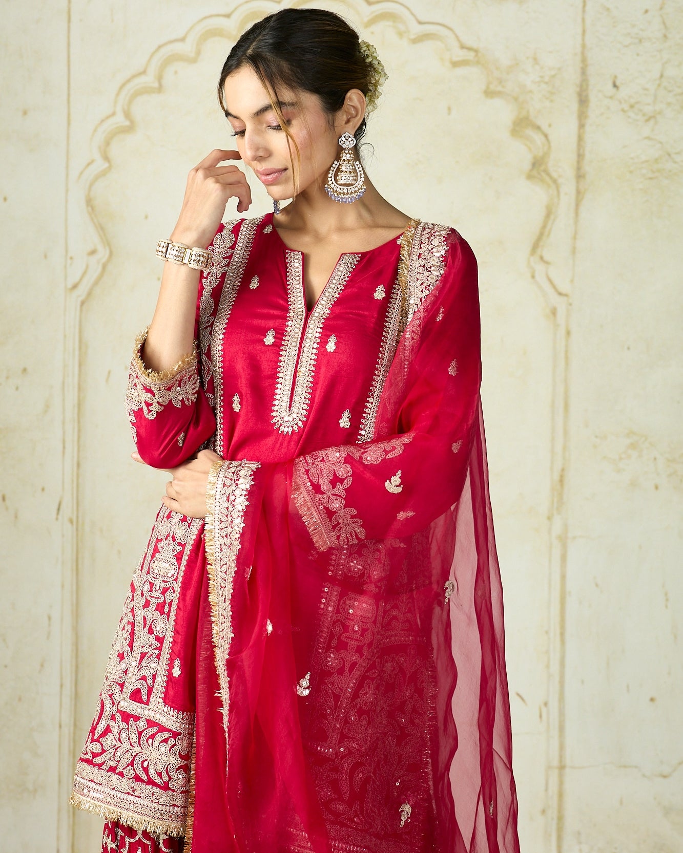 Red Mumtaz Sharara Set