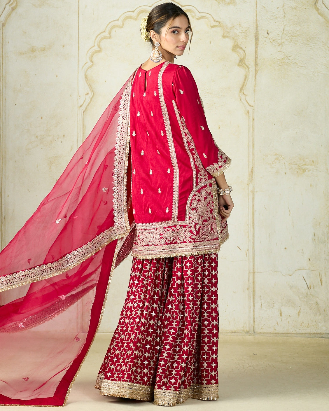 Red Mumtaz Sharara Set