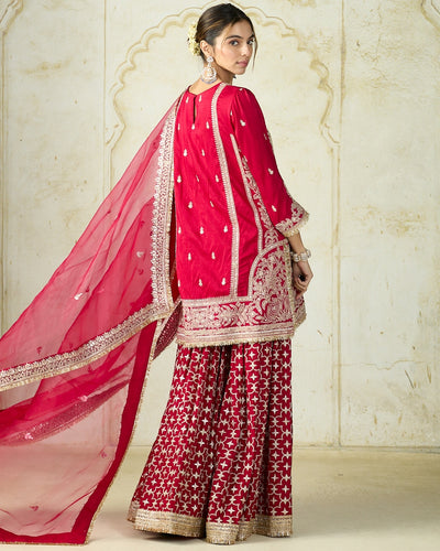 Red Mumtaz Sharara Set