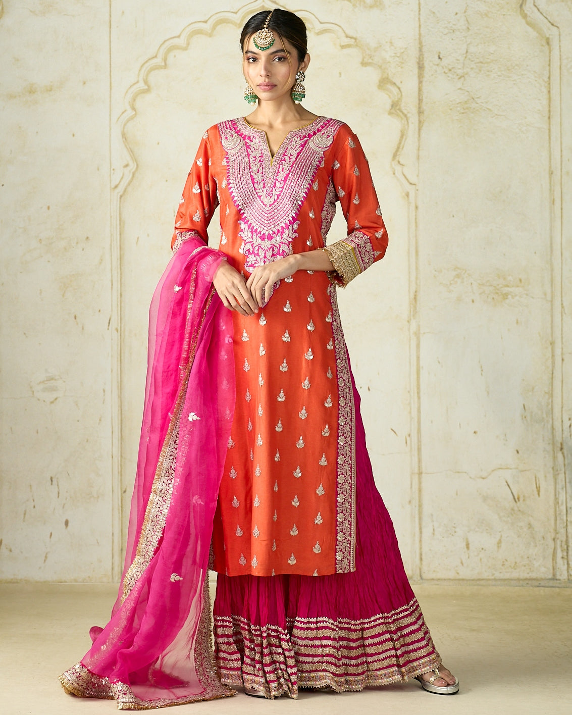 Orange Fitoor Sharara Set